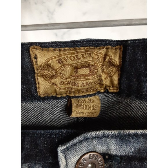 EVOLUTION Jeans Mens 38x30  Straight Leg Strechy Stonewashed Y2K Punk Skater - Picture 8 of 9
